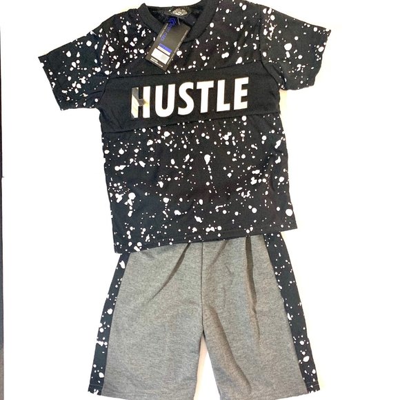 BOY'S EMB JSY TEE W/ FRENCH TERRY SHORT B2FT-2 - Picture 1 of 3